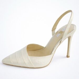 BE MINE Ivory Satin Slingback Pointed-Toe Stiletto Heel NWOB